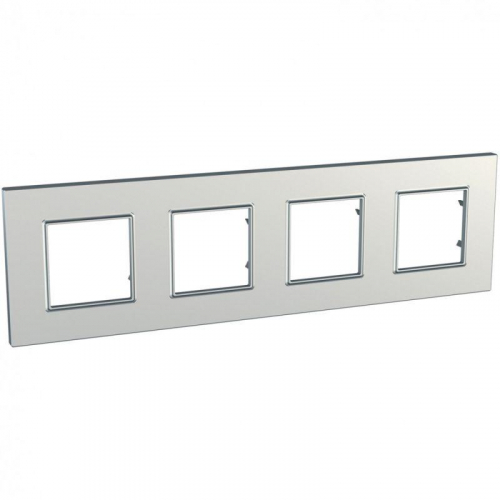 Рамка 4-м Unica quadro серебр. SchE MGU6.708.55