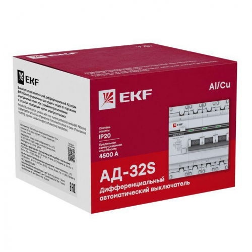 Выключатель автоматический дифференциального тока 3п+N 40А 300мА АД-32 (селективный) PROxima EKF DA32-40-300S-4P-pro фото 2