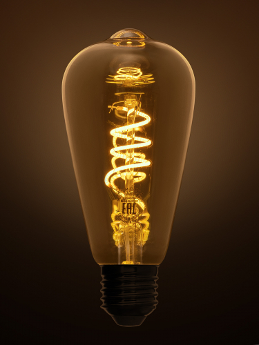 Лампа светодиодная «Винтаж» золотистая ST64 (со спиралью), 4 Вт, 230 В, 2700 К, E27 (конус) TDM фото 3