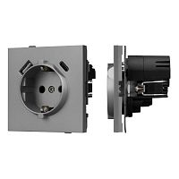 Розетка 1-м СП SCT-TENDO-MUAC-PL-GR 16А IP20 230В с USB зарядкой механизм Arlight 054088