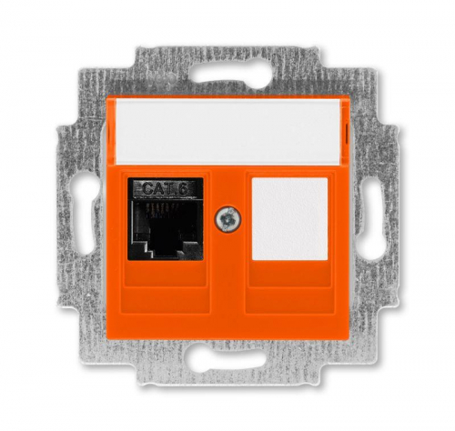 Розетка информационная Levit RJ45 кат. 6 и заглушка оранж. ABB 2CHH296117A6066