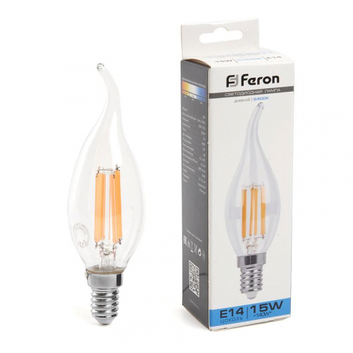 Лампа светодиодная LB-718 15Вт прозрачная 6400К E14 230В FERON 38264