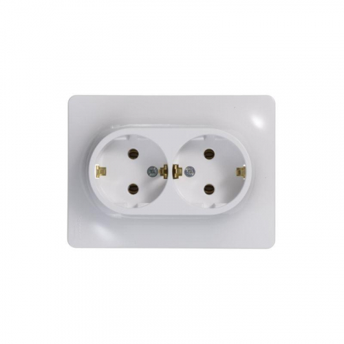 Розетка 2-м СП Glossa 16А IP20 с заземл. в сборе бел. SE GSL000124 фото 4