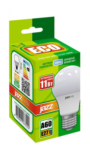 Лампа светодиодная PLED-ECO 11Вт A60 грушевидная 5000К холод. бел. E27 840лм 230В JazzWay 1033222 фото 2