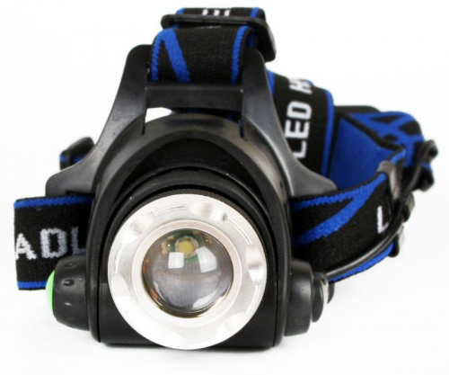 Фонарь аккумуляторный налобный E150 CREE 3Вт фокус 3 режима 220В пластик. черн. (бокс) Ultraflash 12188 фото 3