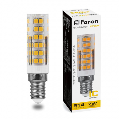 Лампа светодиодная LB-433 7Вт JCD 2700К E14 230В FERON 25898