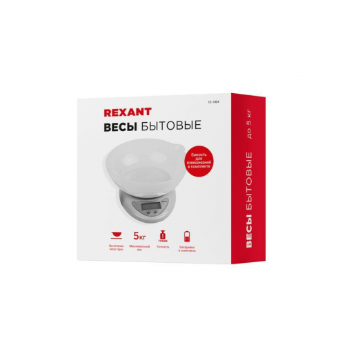 Весы бытовые до 5кг с чашей Rexant 72-1004 фото 4