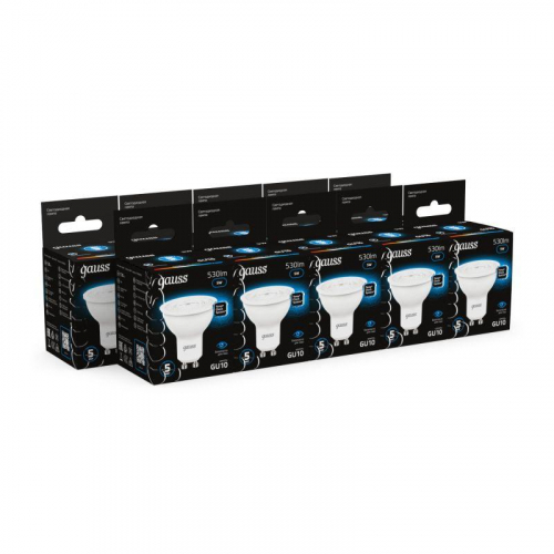 Лампа светодиодная Black 5Вт MR16 софит 6500К холод. бел. GU10 530лм GAUSS 101506305 фото 3