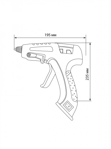 Клеевой пистолет КП-100, 11,3 мм, подставка, выключатель, шнур 1,5 м, 100 Вт, Т=220 С "Алмаз" TDM фото 2