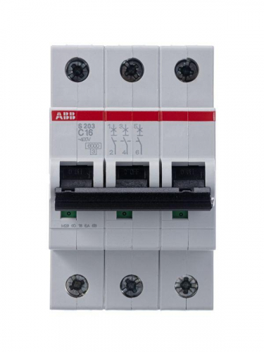 Выключатель автоматический модульный 3п C 16А 6кА S203 C16 ABB 2CDS253001R0164 фото 2