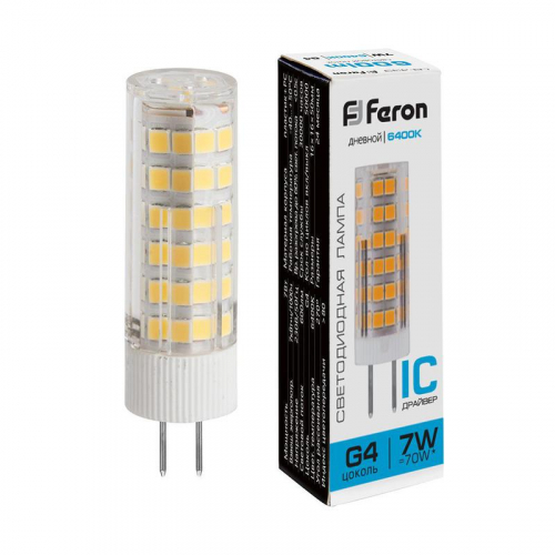 Лампа светодиодная LB-433 7Вт JCD 6400К G4 230В FERON 25865