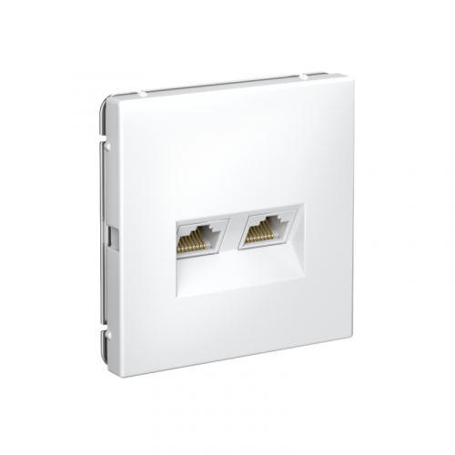 Розетка компьютерная 2-м ArtGallery RJ45 + RJ45 кат.5E механизм бел. SE GAL000185 фото 2