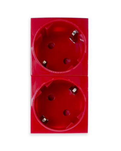 Розетка 2х2К+З нем.стд., 45х90 мм (mosaic), 4 модуля, красная Filum FL-PWS-2P-RD