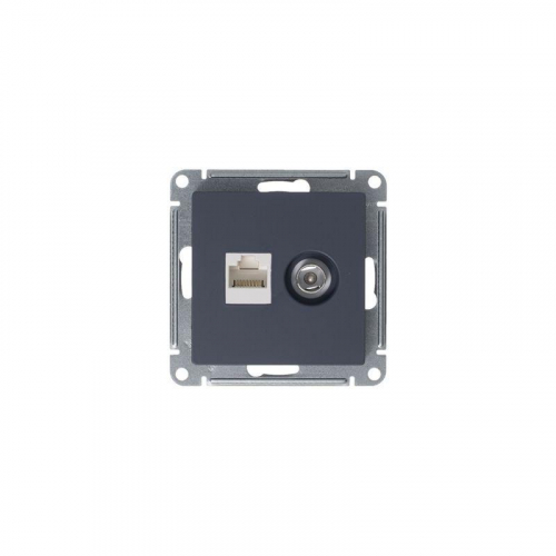Розетка компьютерная + телевизионная 2-м СП AtlasDesign RJ45 кат.5E + TV механизм грифель SE ATN000789 фото 5