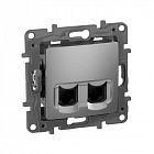 Розетка компьютерная 2-м СП Etika RJ45 кат.5E UTP механизм алюм. IEK 672455