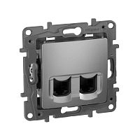 Розетка компьютерная 2-м СП Etika RJ45 кат.5E UTP механизм алюм. IEK 672455