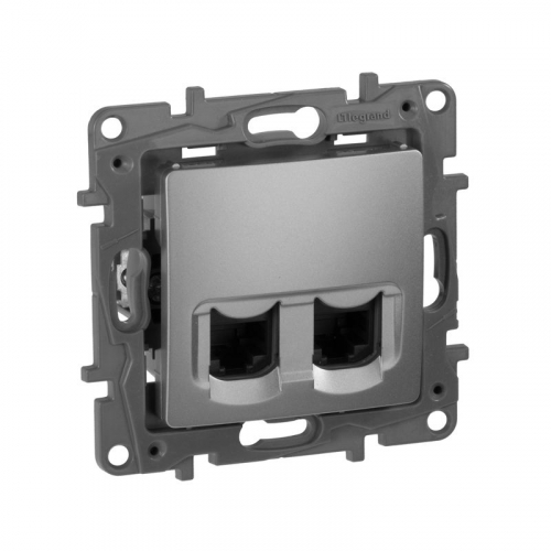 Розетка компьютерная 2-м СП Etika RJ45 кат.5E UTP механизм алюм. IEK 672455