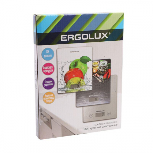 Весы кухонные ELX-SK02-С03 до 5кг 195х142мм сер. Ergolux 13600 фото 2