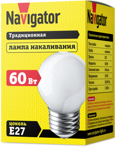 Лампа накаливания 94 313 NI-C-60-230-E27-FR Navigator 94313 фото 2