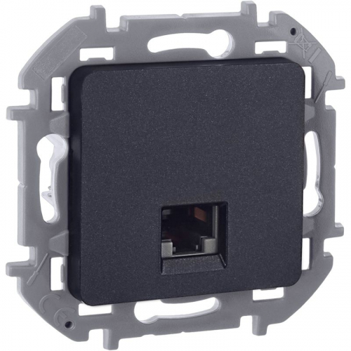Розетка компьютерная Inspiria RJ45 кат.6 UTP механизм антрацит IEK 673833