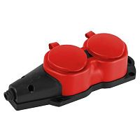 Колодка 2-м с заземл. 16A IP44 KX-2e-RED-IP44 каучук. красн. Эра Б0068443