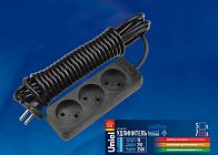Удлинитель 3х7м без заземл. Standart S-CD3-7 Black черн. Uniel UL-00003606