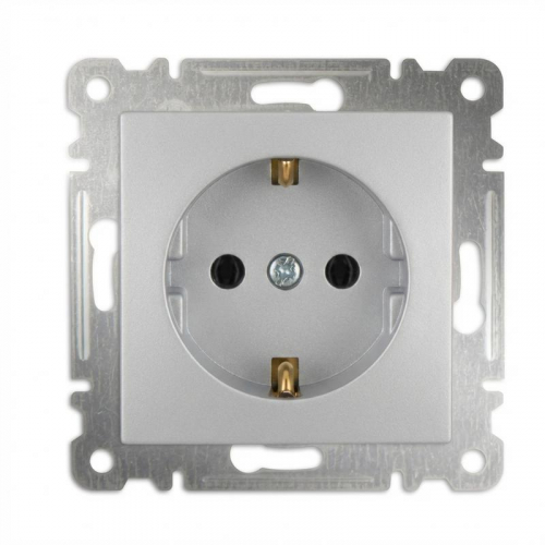 Розетка 1-м СП Karea 16А IP20 с заземл. механизм серебр. Makel 57065028