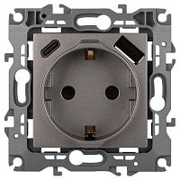 Розетка Эра12 12-4108-16 16А 250В 2P+E с USB type-A+C 5В-3А защ. шторки титан Эра Б0067762