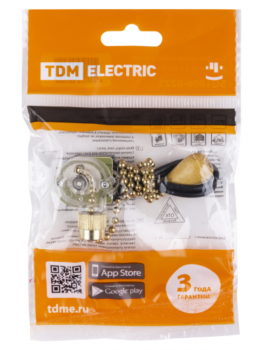 Сонетка-выключатель для бра с цепочкой 3А 250В золото TDM фото 5