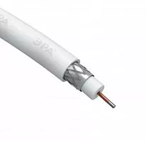 ЭРА Кабель коаксиальный RG-6U, 75 Ом, CCS/(оплётка Al 48%), PVC, цвет белый, бухта 20 м, SIMPLE | Б0044599 | ЭРА