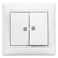Выключатель 2-кл. СП Valena 10А IP31 250В с 2 оранж. индикацией механизм бел. Leg 774213