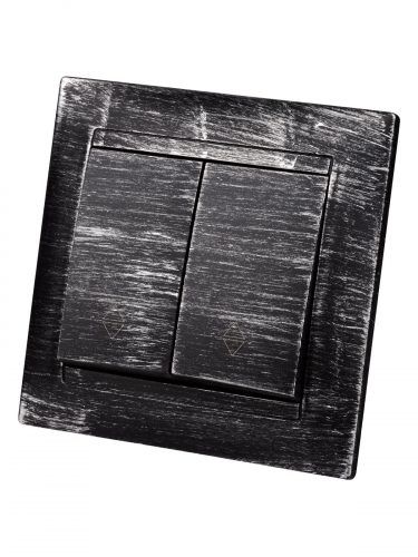 Выключатель на 2 направления 2 кл. 10А старинное серебро "Лама" TDM фото 2