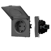 Розетка 1-м СП SCT-NOBE-MCP-SFPL-GR 16А IP44 230В влагозащ. механизм Arlight 054283