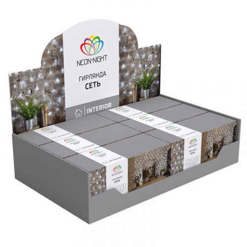 Гирлянда светодиодная "Сеть" 1.5х1.5м 150LED син. 12Вт IP20 провод ПВХ прозр. Neon-Night 215-123 фото 3