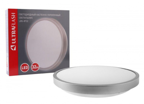 Светильник светодиодный LBS-8732 32Вт Flat silver настенно-потолочный Ultraflash 15160 фото 3