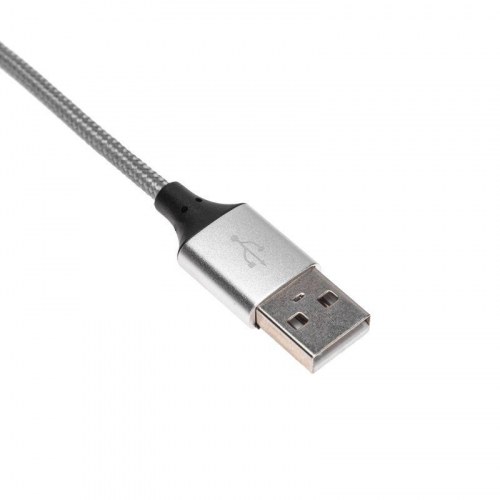 Кабель USB для iPhone 5/6/7 моделей шнур в тканевой оплетке черн. Rexant 18-4245 фото 3