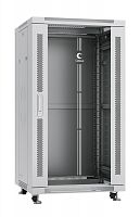 Шкаф монтажный телекоммуникационный напольный SH-05C-22U60/60 19дюйм для распред. и серверн. оборудования 22U 600х600х1166мм передн. стеклян. и задн. сплошн. метал. двери ручка с замком сер. (RAL 7035) Cabeus 7044c