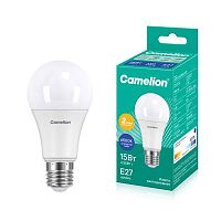 Лампа светодиодная LED15-A60/865/E27 15Вт грушевидная матовая 6500К холод. бел. E27 220В Camelion 12713
