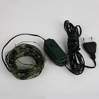 Гирлянда светодиодная "Роса" ULD-S2000-200/DGA WHITE IP20 DEW ТМ 20м 200 светодиодов бел. свет провод зел. Uniel UL-00012078