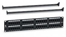Патч-панель 19дюйм 2U 48 портов RJ45 кат.5E Dual IDC PL-48-Cat.5e-Dual IDC с задн. кабельным организатором Cabeus 7001c