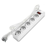 Удлинитель с сетевым фильтром 5х3м с заземл 10А 2.2кВт IP20 2хUSB ПВС 3х1 с выкл. бел. DOMTOK 2565