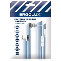 Наушники вакумные с микрофоном проводные ELX-WHP02P-C01 ПРОМО 3.5мм 1.2м пакет бел. Ergolux 15279