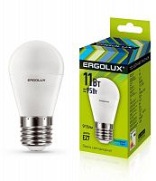 Лампа светодиодная LED-G45-11W-E27-4K 11Вт шар матовая 4000К бел. E27 220-240В Ergolux 13631