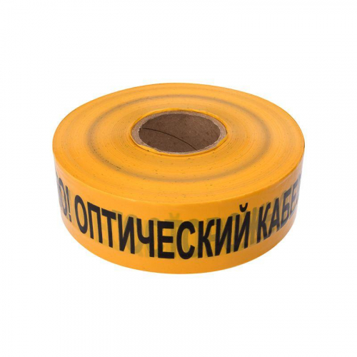 Лента сигнальная "Осторожно! Оптический кабель" 70мм желт./черн. (дл.500м) Rexant 19-3021 фото 2