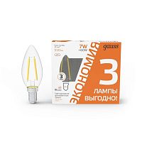 Лампа светодиодная филаментная Black Filament 7Вт свеча 2700К тепл. бел. E14 550лм промо (уп.3шт) GAUSS 103901107T