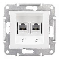 Механизм розетки телеф. 1-м СП Sedna RJ11 + RJ11 бел. SchE SDN4201121