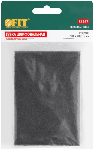 Губка шлифовальная 100х70х25мм Р 60/Р 100 средняя жесткость алюм./оксидная FIT 38367 фото 3