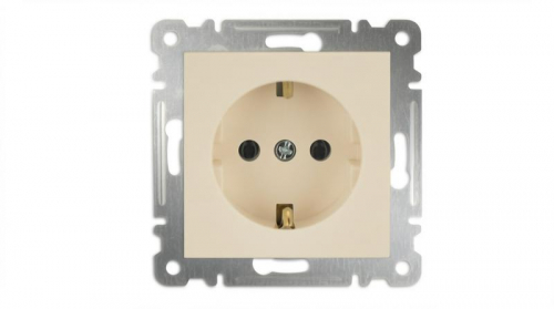 Розетка 1-м СП Karea 16А IP20 с заземл. механизм крем. Makel 57010028