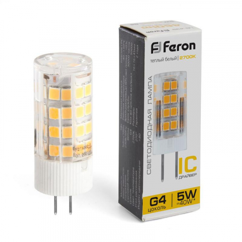 Лампа светодиодная LB-432 5Вт JCD 2700К G4 230В FERON 25860