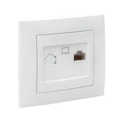 Розетка компьютерная 1-м СП Валенсия RJ45 бел. PROxima EKF EWK01-035-10 фото 3